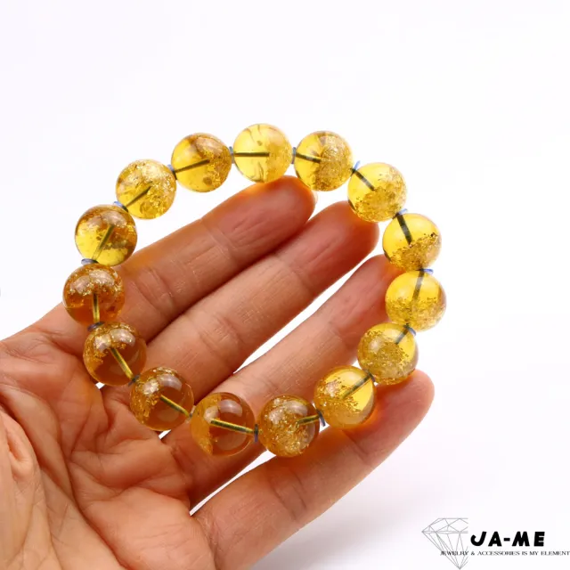 JA-ME】天然琥珀頂級藍珀雨花聚寶盆手珠13.8-14.3mm 22.2克(38女王節 