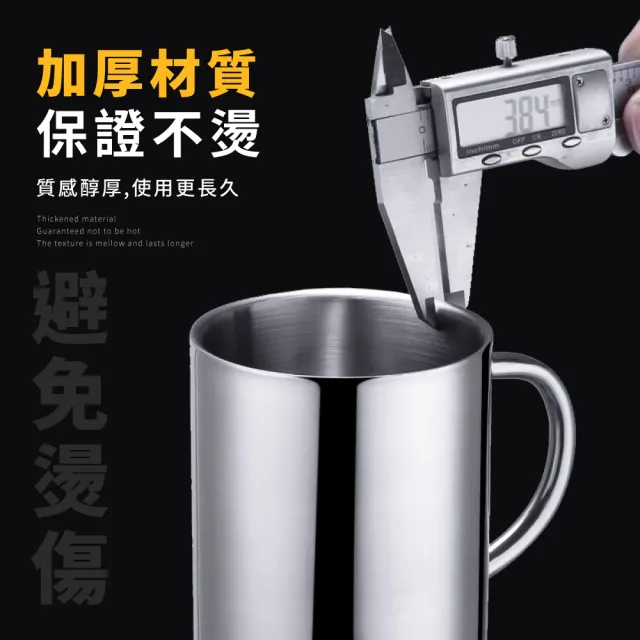 【居家辦公】304不鏽鋼雙層附蓋水杯-500ml(防燙 把手 真空保溫杯 帶蓋馬克杯 咖啡杯 隔熱杯 飲料杯 露營)