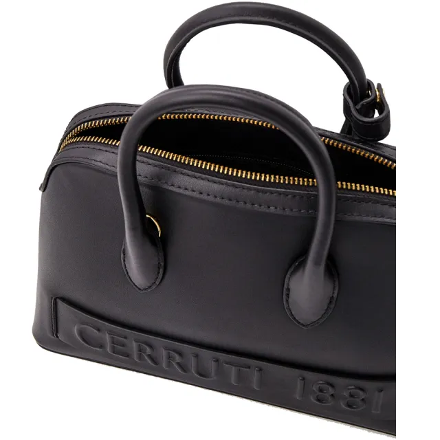【Cerruti 1881】限量2折 義大利原裝進口 頂級小牛皮手提包 CEBA04263M 全新專櫃展示品(黑色)