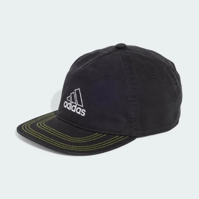 【adidas 愛迪達】帽子 運動帽 棒球帽 遮陽帽 CAP 黑白黃 JC6058