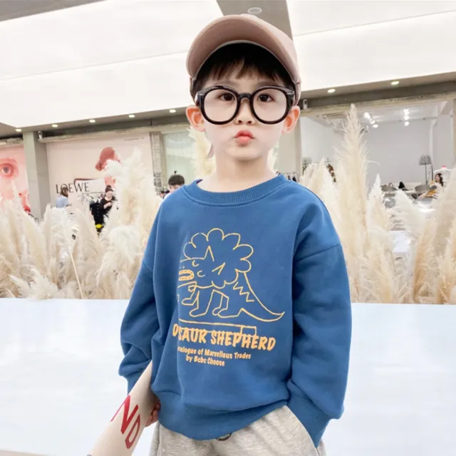 【橘魔法】卡通棉絨長袖上衣(長袖 衛衣 圓領 刷毛 厚款 男童 兒童 童裝)