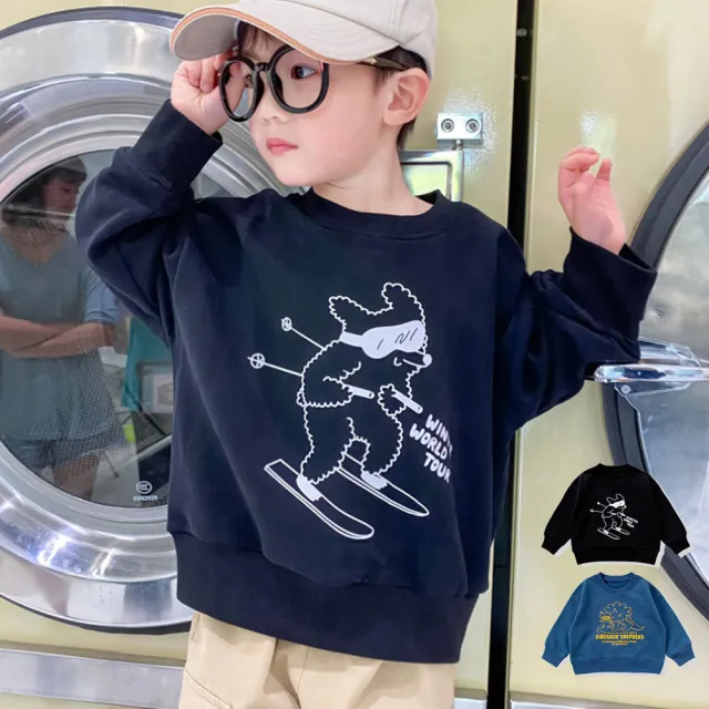 【橘魔法】卡通棉絨長袖上衣(長袖 衛衣 圓領 刷毛 厚款 男童 兒童 童裝)