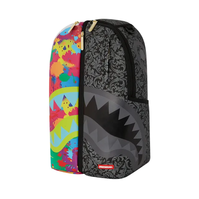 【SPRAYGROUND】炫染圖騰可拆兩用後背包(黑色)