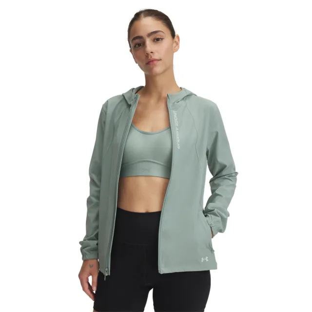 【UNDER ARMOUR】UA 女 OutRun the STORM 防風外套_1377043-348(灰綠色)