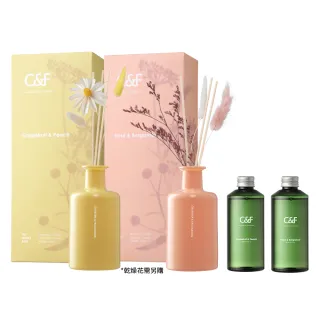 【C&F香研所】孚日花園空間香氛瓶2+2超值組(香氛瓶200ml*2+補充瓶200ml*2)