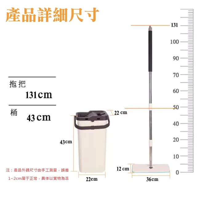 福利品 免手洗刮刮樂平板拖把水桶組(福利品/藍色/1桿/1桶/2布)