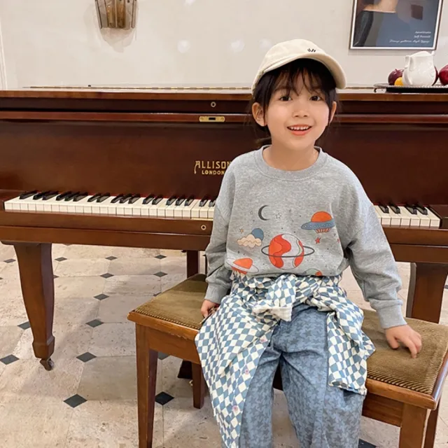 【橘魔法】宇宙星空毛圈棉長袖上衣(衛衣 大童 男童 女童 中性款 現貨 兒童 童裝)