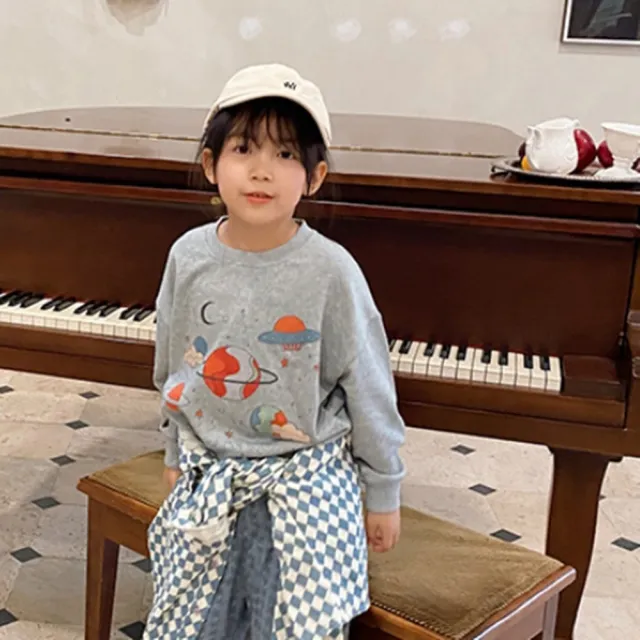 【橘魔法】宇宙星空毛圈棉長袖上衣(衛衣 大童 男童 女童 中性款 現貨 兒童 童裝)