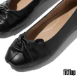 【FitFlop】DELICATO 柔軟紐結紋皮革芭蕾舞平底鞋-女(靚黑色)