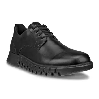 【ecco】GRUUV STUDIO M 樂步都會皮革休閒正裝鞋 男鞋(黑色 51231451052)