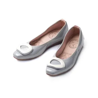 【FAIR LADY】我的旅行日記 莫蘭迪色軟漆皮平底娃娃鞋(鏡面灰、502997)