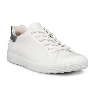 【ecco】SOFT 7 W 柔酷時尚輕巧休閒鞋 女鞋(白色/銀色 47084361144)