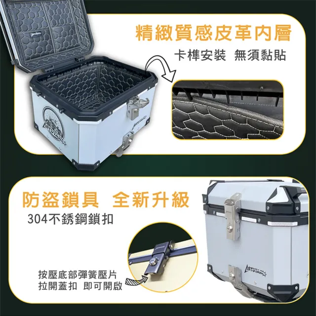 【Astutain】阿斯圖坦 65L 鋁箱三件組 鋁合金車尾箱 機車後箱 後備箱 機車置物箱 機車行李箱(多色任選)