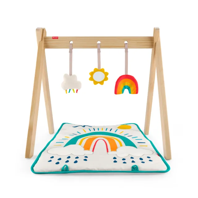 【Fisher price 費雪】木製彩虹寶寶健身器(寶寶安撫/嬰兒玩具/彌月禮/新生兒)