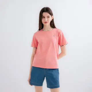 【Arnold Palmer 雨傘】女裝-經典格紋滾邊短袖圓領衫(粉色)