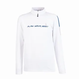 【PING】男款袖剪接色塊蓄熱保暖長袖立領上衣-白(吸濕排汗/抗UV/蓄熱保暖/GOLF/高爾夫球衫/PA24222-73)