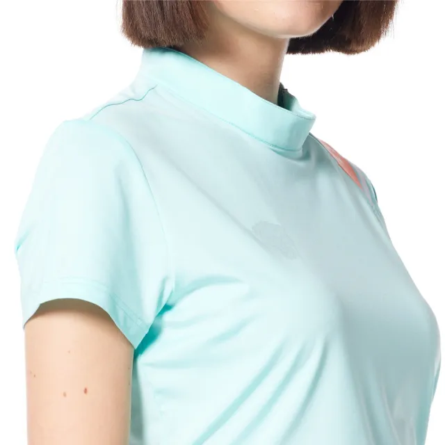 【Lynx Golf】女款吸排機能側開拉鍊肩膀Lynx字樣印花短袖POLO衫/高爾夫球衫(薄荷綠色)
