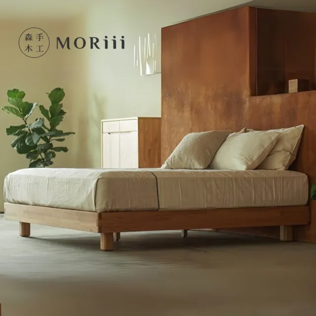 【MORiii 森手木工】新馬可實木床架 單人加大3.5尺 無床頭 白橡木 縮小版(台灣製 白橡木 實木 床架)