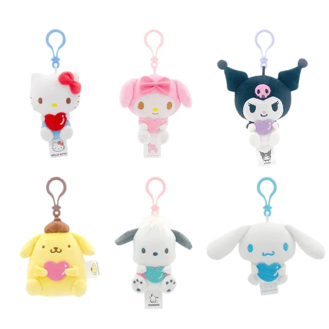 【SANRIO 三麗鷗】雙11 抱抱愛心大耳狗酷洛米凱蒂貓玩偶包包吊飾美樂蒂Kitty鑰匙圈娃娃(女兒女友