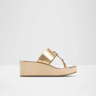 【ALDO】PENELOPY-優雅雙鏈扣夾腳厚底涼拖鞋-女鞋(金色)
