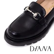 【DIANA】質感牛皮經典馬銜釦厚底樂福鞋(黑色)
