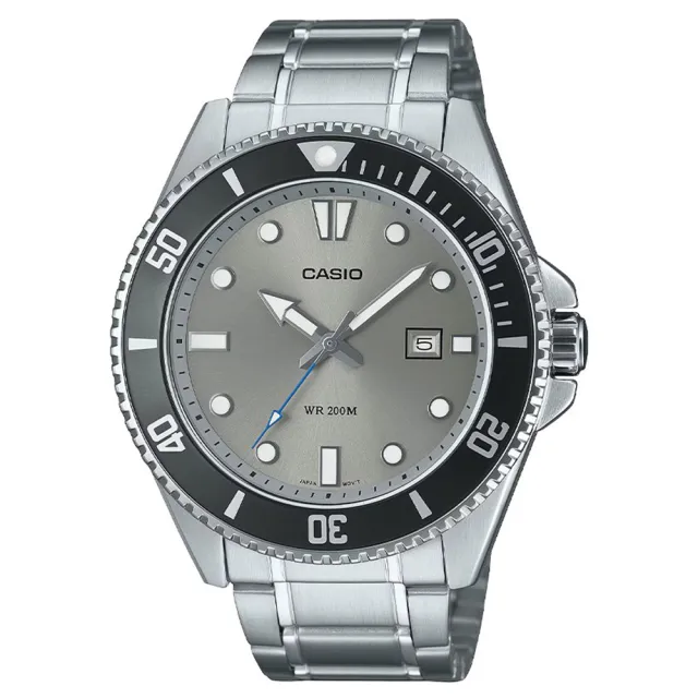 【CASIO 卡西歐】MDV-107D-8A 槍魚鋼帶水泥灰水鬼潛水錶(新產品上市 防水200米)