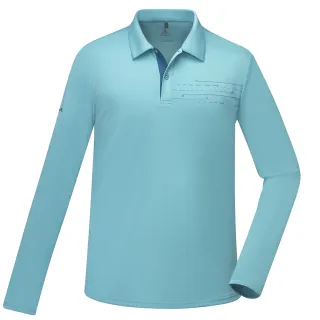 【ATUNAS 歐都納】男款長袖排汗抗菌POLO衫(A6PS2517M青石灰/透氣/抗UV防曬/戶外休閒/日常穿搭)