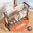 【Ashley House】150CM雙層雙排桿置物層架多功掛衣架-附輪附鞋架(衣帽架 衣架 收納架 曬衣架 鞋架)