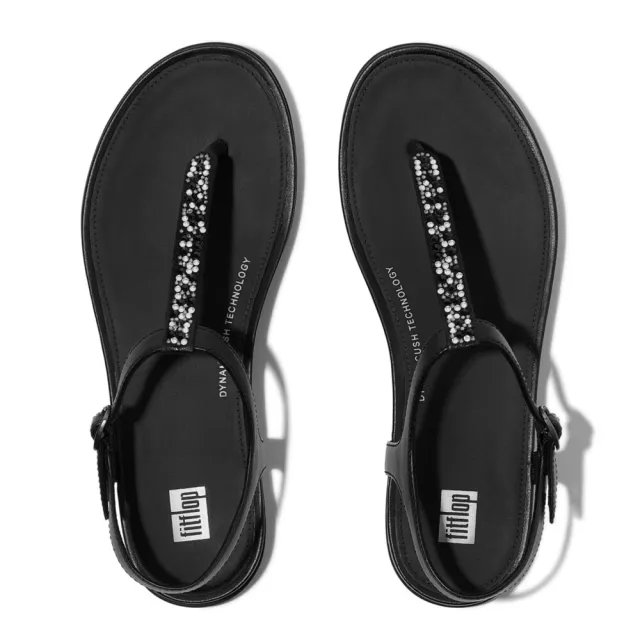 【FitFlop】GRACIE混合水鑽皮革T字後帶涼鞋-女(二色)
