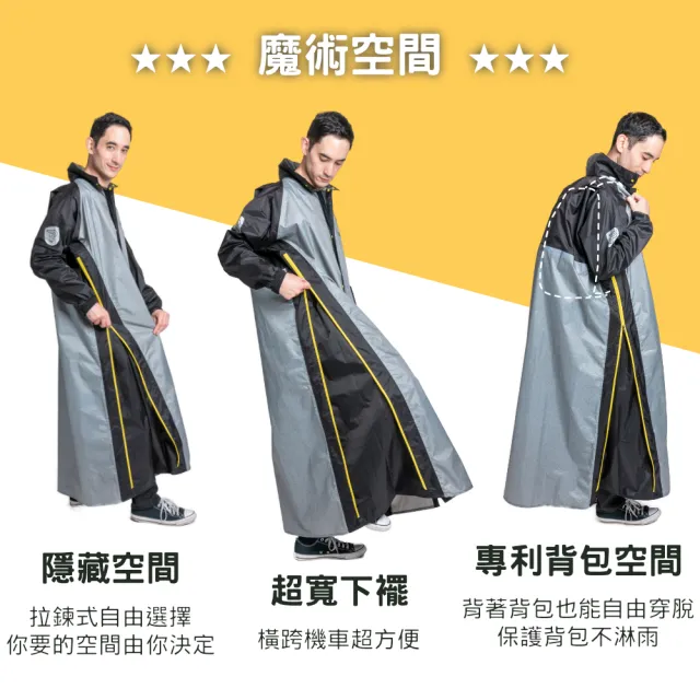 【PIOGGIA】義式前開一件式 加寬背包雨衣(適合背負大型背包時穿著 提供更大空間)