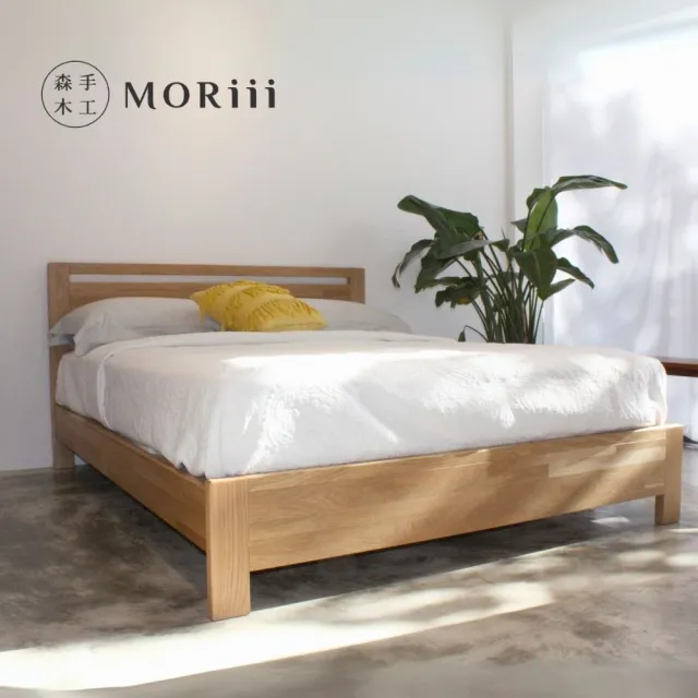 【MORiii 森手木工】新和風 雙人特大7尺白橡木實木床架(台灣製 白橡木 實木床架)