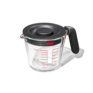 【美國OXO】耐高低溫防碎玻璃量杯 500ml 附蓋(-30度-240度 瞬間溫差可達120度)