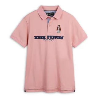 【Hush Puppies】男裝 POLO衫 立體造型品牌英文刺繡狗POLO衫(粉紅 / 53101105)