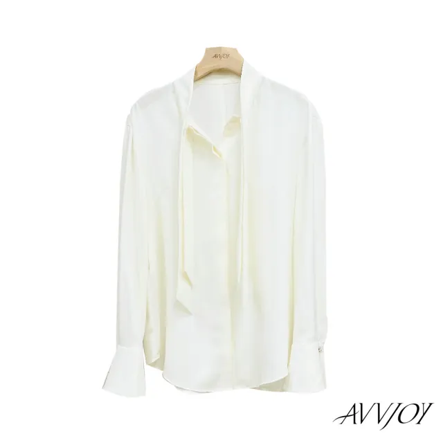 【AVVJOY 艾薇卓爾】飄帶襯衫(襯 上衣 長袖 襯衫 學生風 白襯衫 長袖襯衫 CLA0456TP)