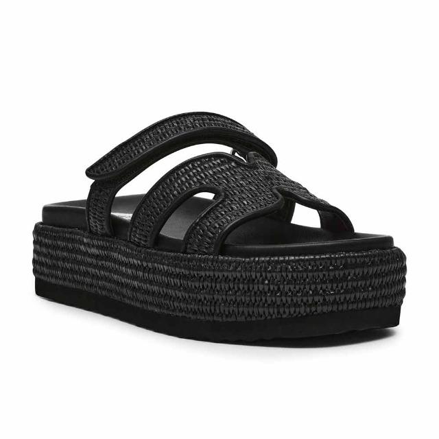 【steve madden】草編厚底H拖鞋 BIGMISSLE(黑色)