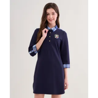 【SCOTTISH HOUSE】徽章七分袖洋裝-灰/丈青 CIVA1229