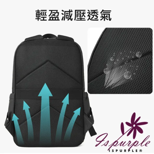 【iSPurple】雙11 商務通勤 休閒旅遊電腦包多功能男士雙肩背包(藍色)