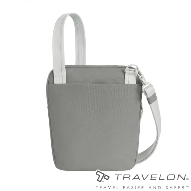 【Travelon】Voyages防盜斜背包/RFID個資防竊取(TL-43669灰/側背包/出國旅遊/戶外休閒/防竊釦環/日常)