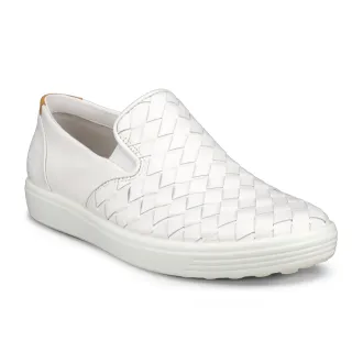 【ecco】SOFT 7 W 柔酷時尚編織套入式休閒鞋 女鞋(白色 47086301007)