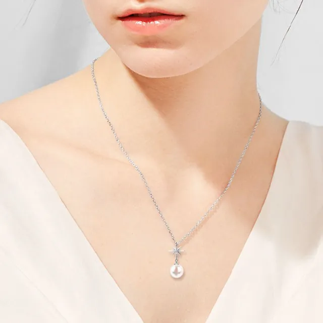 【LEEHER】星星項鍊/珍珠項鍊/純銀項鍊/個性項鍊/鎖骨鍊/通體純銀/小眾設計/閨蜜項鍊/禮物