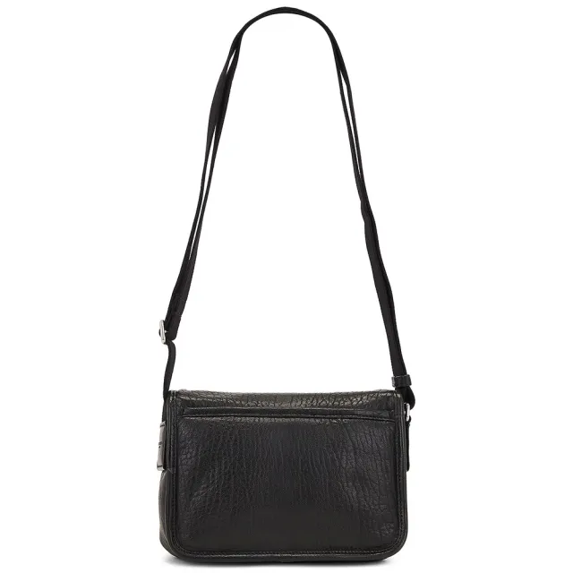 【YSL】專櫃經典款 NIKI系列銀色金屬LOGO粒面小羊皮翻蓋肩 斜背包/郵差包(小款 包包沒有很大 請注意尺寸)