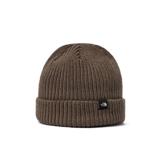 【The North Face 官方旗艦】北面男女款棕色LOGO布標簡約針織毛帽｜55JG1OI