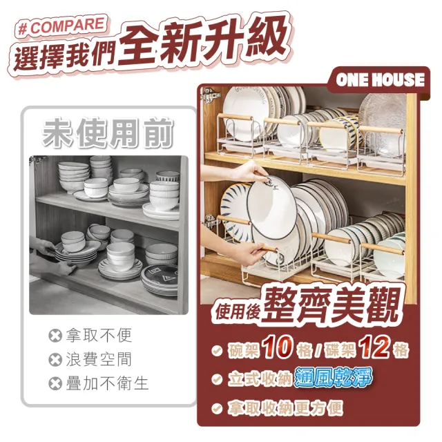【ONE HOUSE】歐米碗碟瀝水置物架 收納架 碗架 碟架(2入)