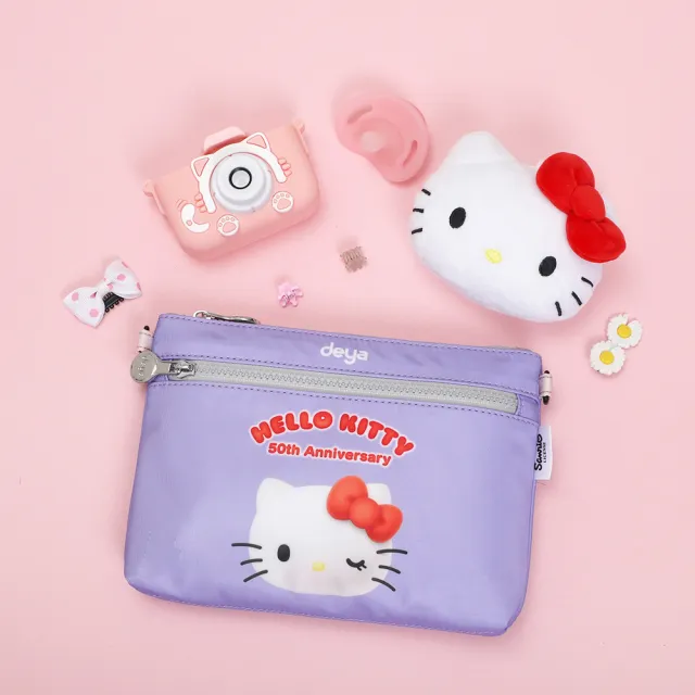 【deya】雙11 hello kitty 三麗鷗 凱蒂50週年抗菌小斜背袋 贈kitty吊飾購袋︱斜背包