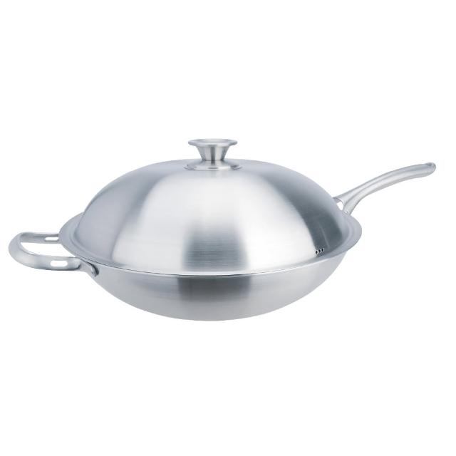 【CHEF 掌廚】316不鏽鋼 七層複合金中華炒鍋36cm(長柄/短耳可選擇)