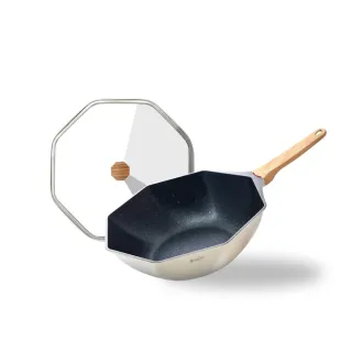 【Reun螺旋炒鍋】瑞恩螺旋美型IH不沾鍋炒鍋32cm(電磁爐適用/兩色任選)