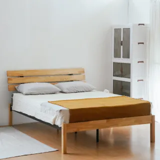 【RICHOME】山索5呎雙人床架(實木雙人床架 鐵床架 實木床 床頭板 BE282+BE288)