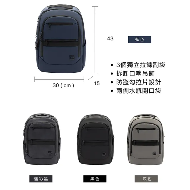 【BESIDE-U】VOLUME 後背包 防盜錄後背包 筆電後背包 BAP2312(RFID防盜錄、防潑水)