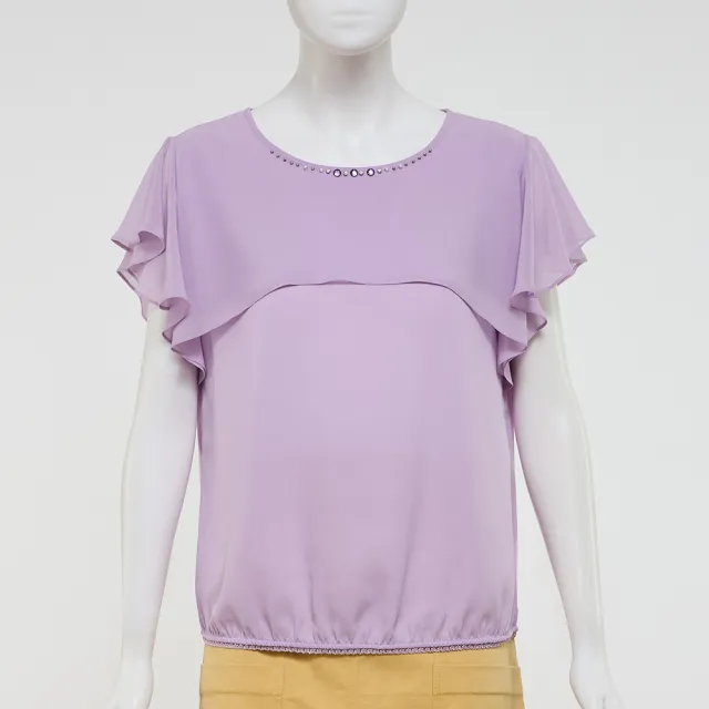 【ILEY 伊蕾】柔美垂墜造型雪紡上衣(紫；M-XL；1252181035)
