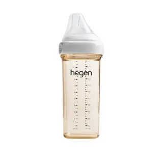【hegen 總代理】金色奇蹟PPSU多功能方圓型寬口奶瓶 330ml(象牙白)